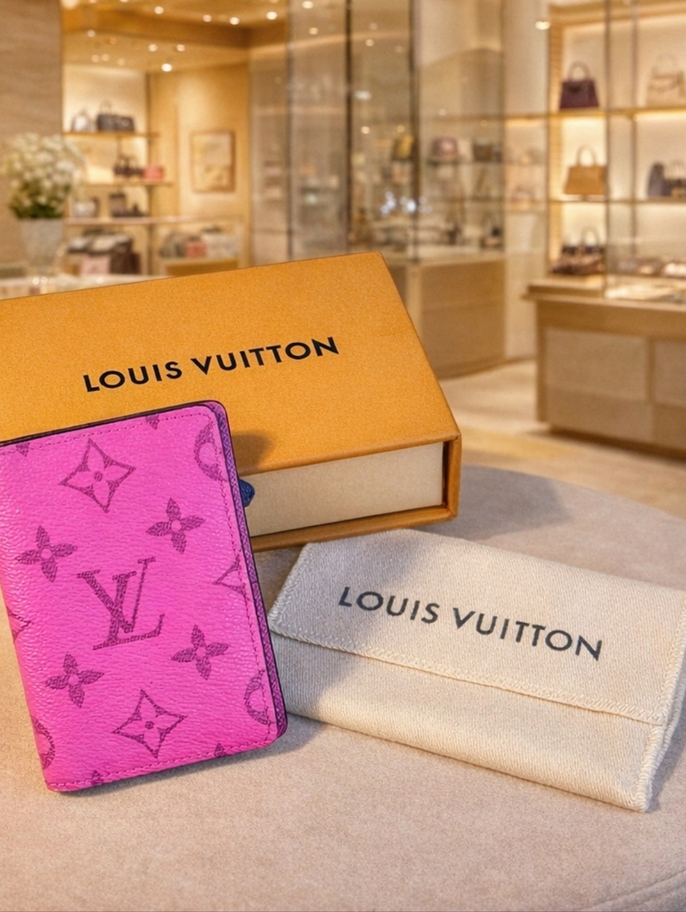 💖 Authentic RARE Louis Vuitton Taigarama Pocket Organizer in Fuchsia 💖